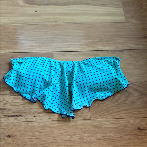 SINCE Beach Culture Women’s XL Ruffle Bandeau Bikini Top, Turquoise/Blue Dots - Picture 1 of 8